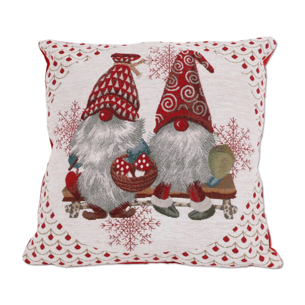 Cuscino Imbottito in gobelin cinigliato Coppia Gnometti 50 x 50