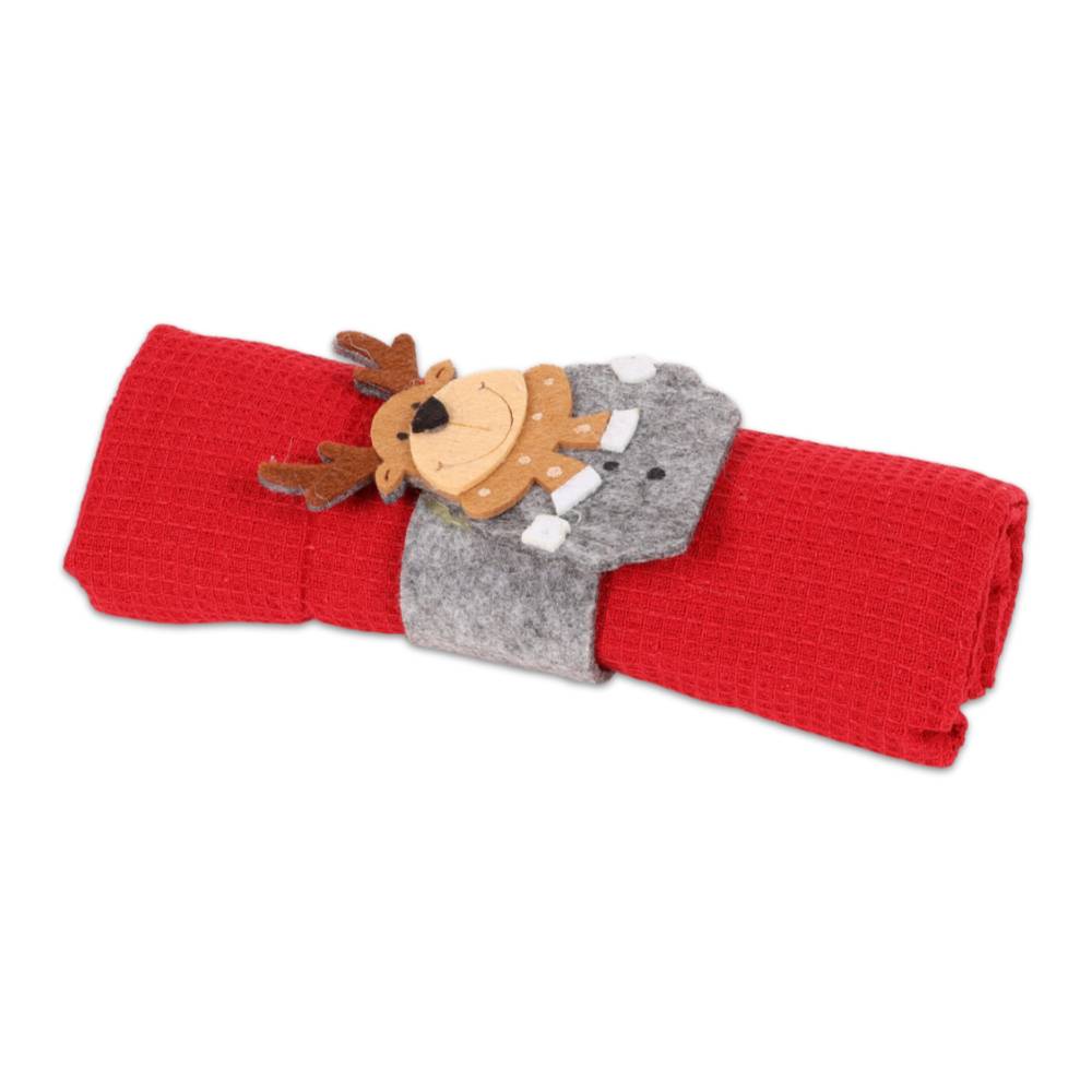 Set 6 Canovacci nido d'ape Navidad con Portatovagliolo