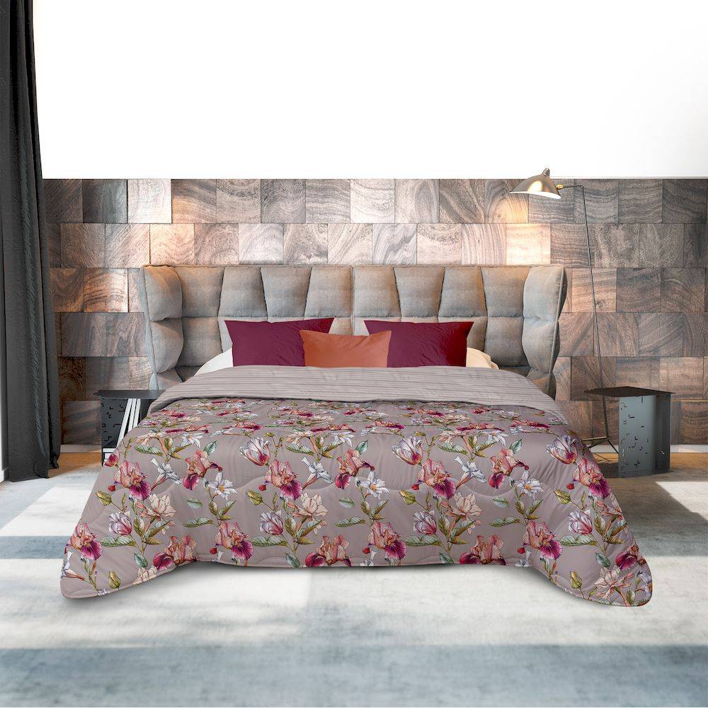 Trapunta Matrimoniale Mia Fiori Stilizzati beige 250 x 250