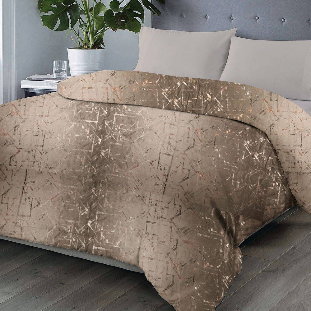 Trapunta matrimoniale Livia Velluto quadri sfalsati beige 250 x 250