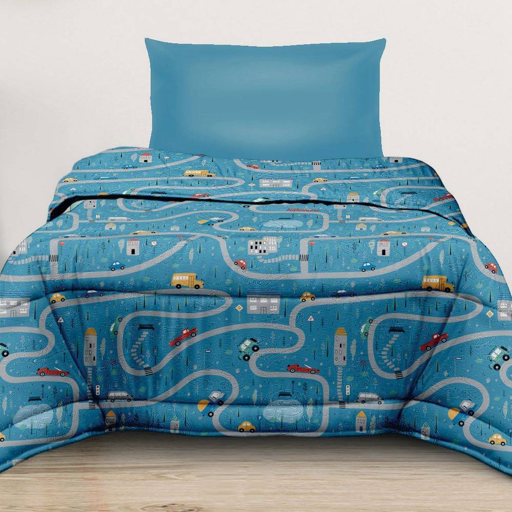 Trapunta Piazza e mezzo Ambra City blu 220 x 250