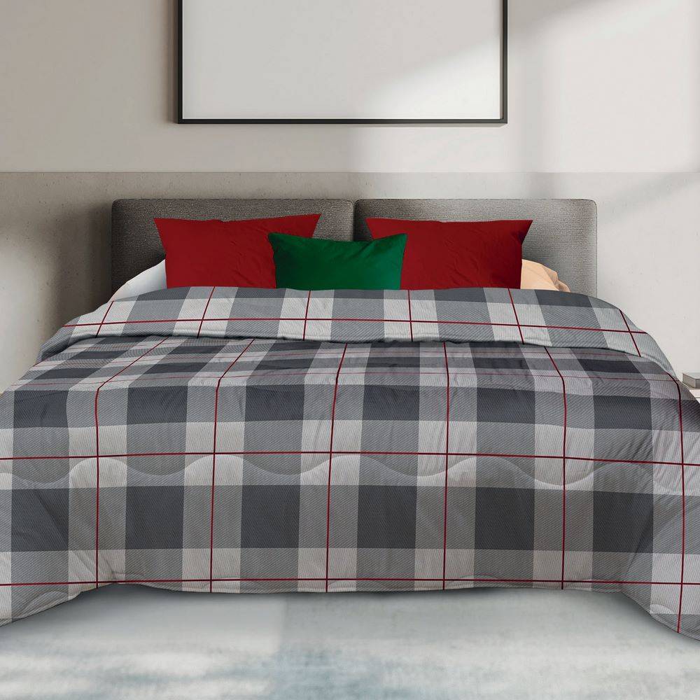 Trapunta Piazza e mezzo Ambra Scozzese classico grigio 220 x 250