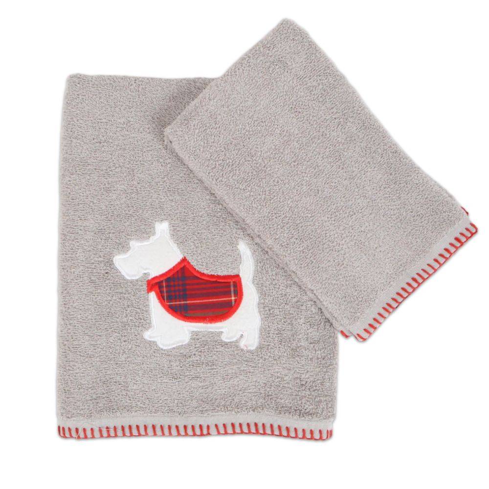 Coppia asciugamani regalo Ricky Cagnolino su fondo Grigio