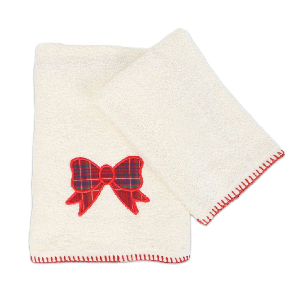 Coppia asciugamani regalo Ricky Fiocco su fondo Panna