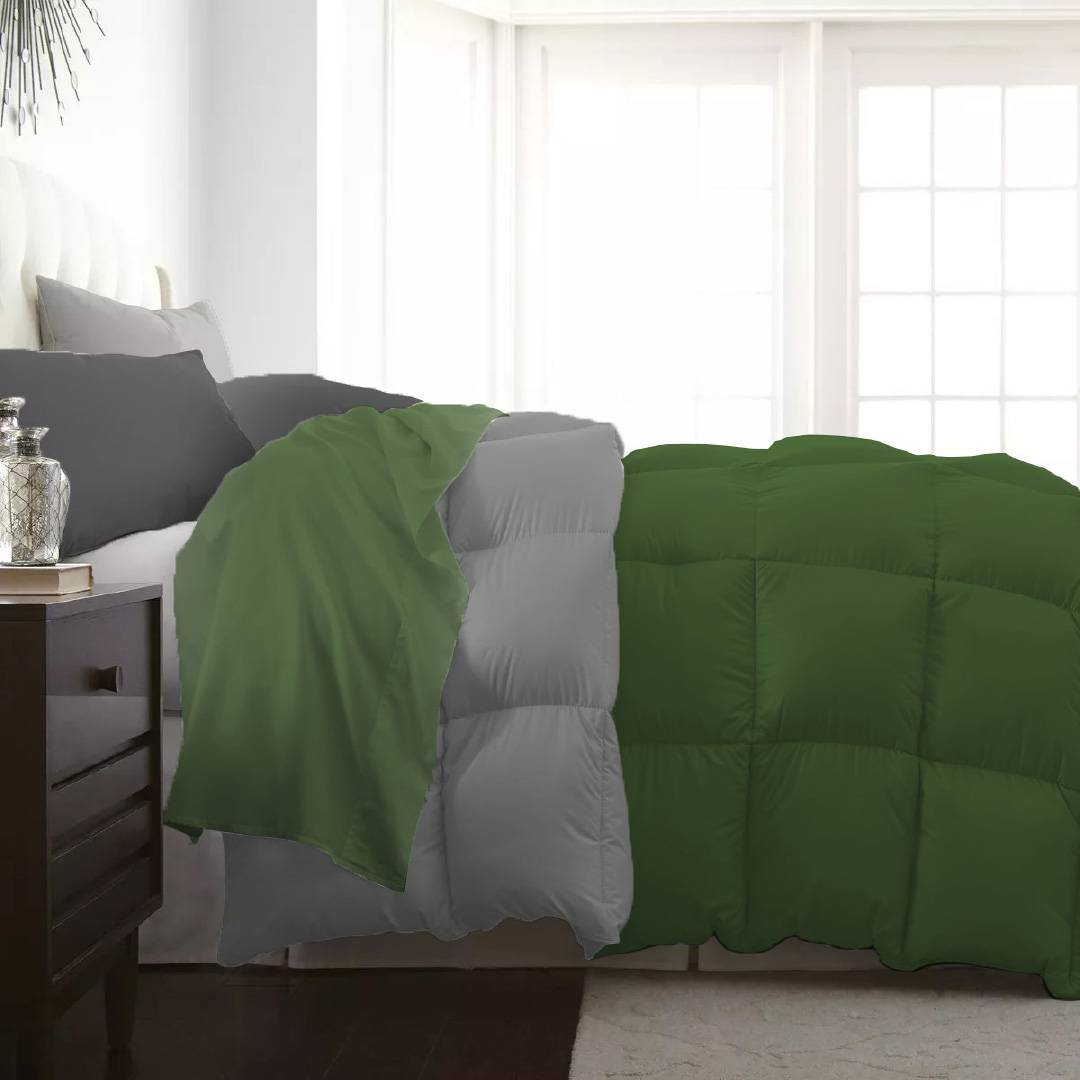 Trapunta Piumotta Verde Bosco invernale 350 gr Singola