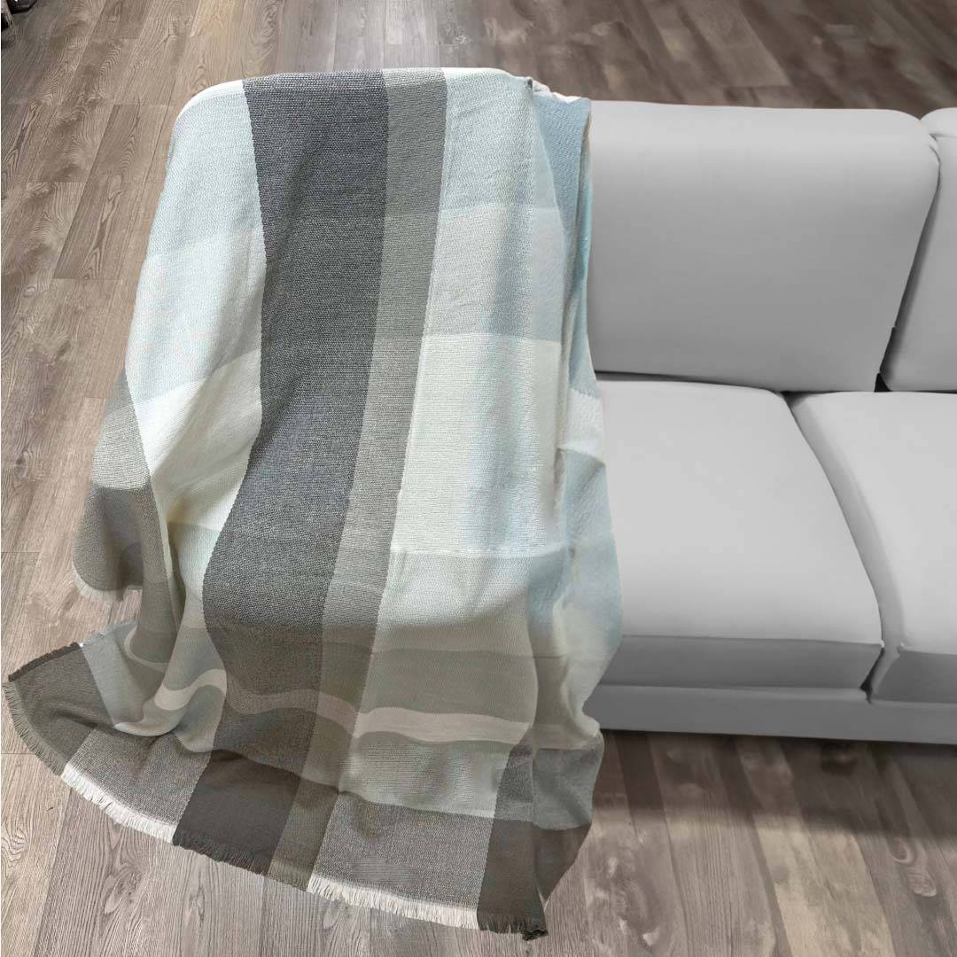 Plaid Jacquard Cashmere Effect Bilde Grigio 130 x 170
