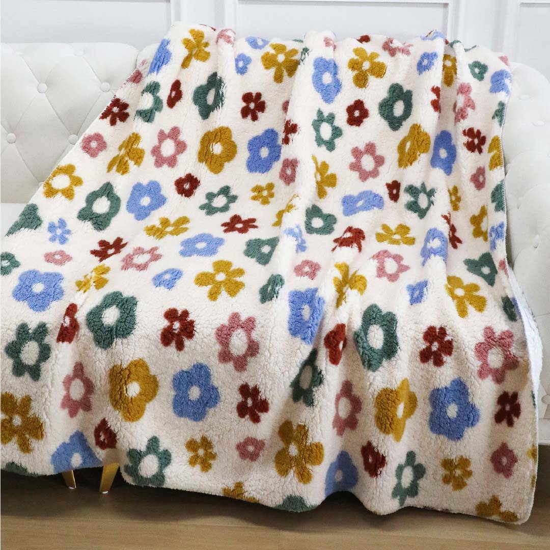 Plaid Luxury Sherpa Blumen 160 x 210