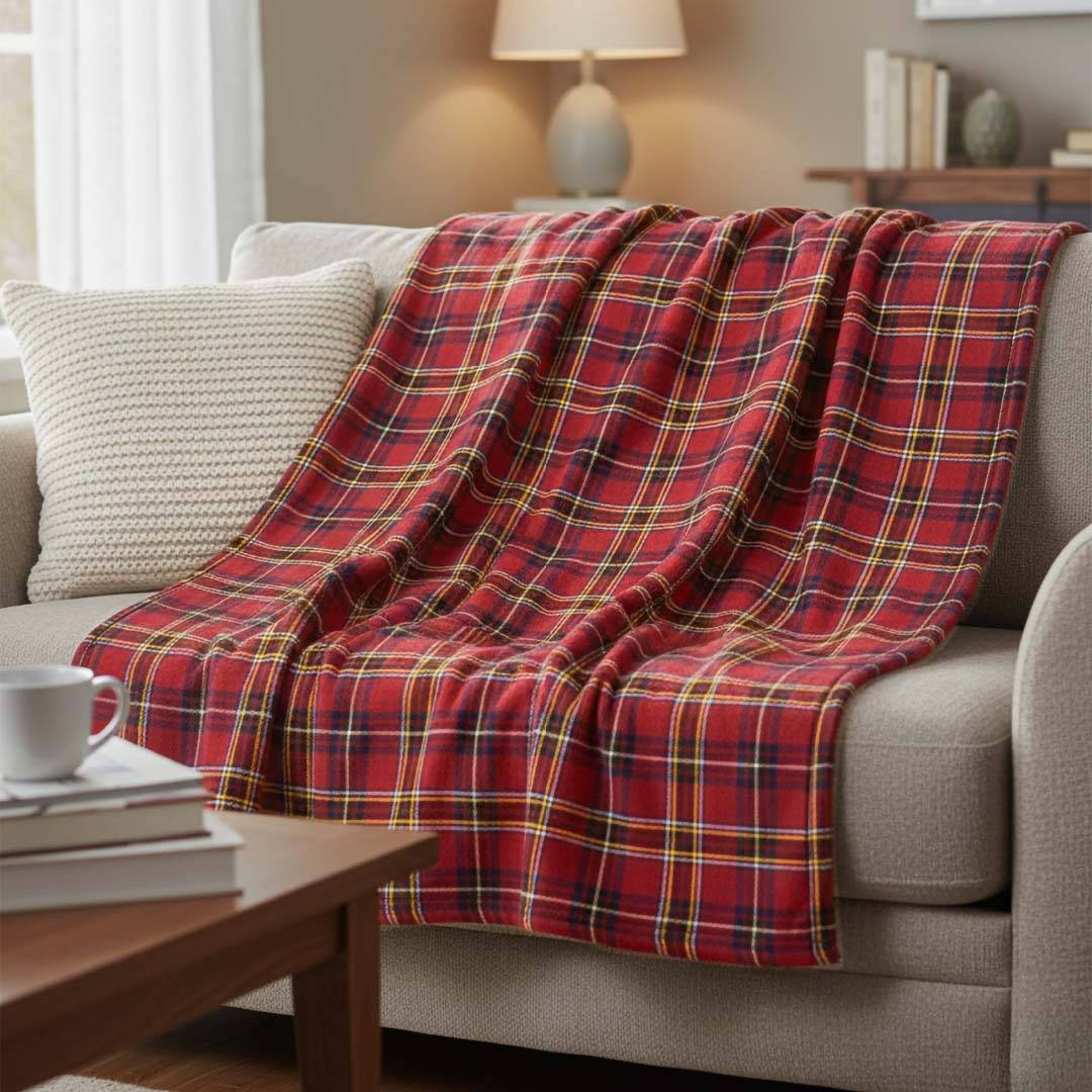 Plaid in Flennel Fleece Tartan Rosso Singolo 160 x 210