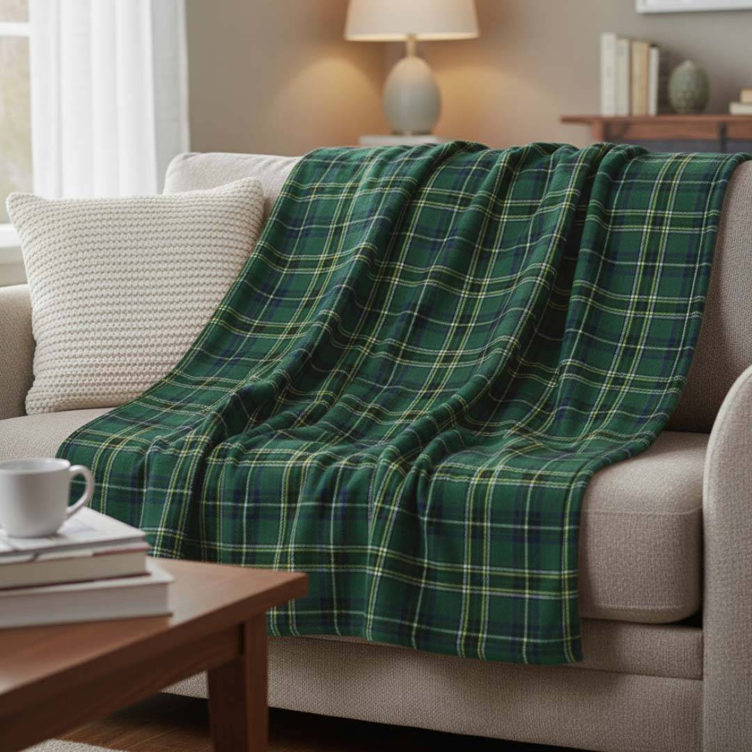 Plaid in Flennel Fleece Tartan Verde Singolo 160 x 210
