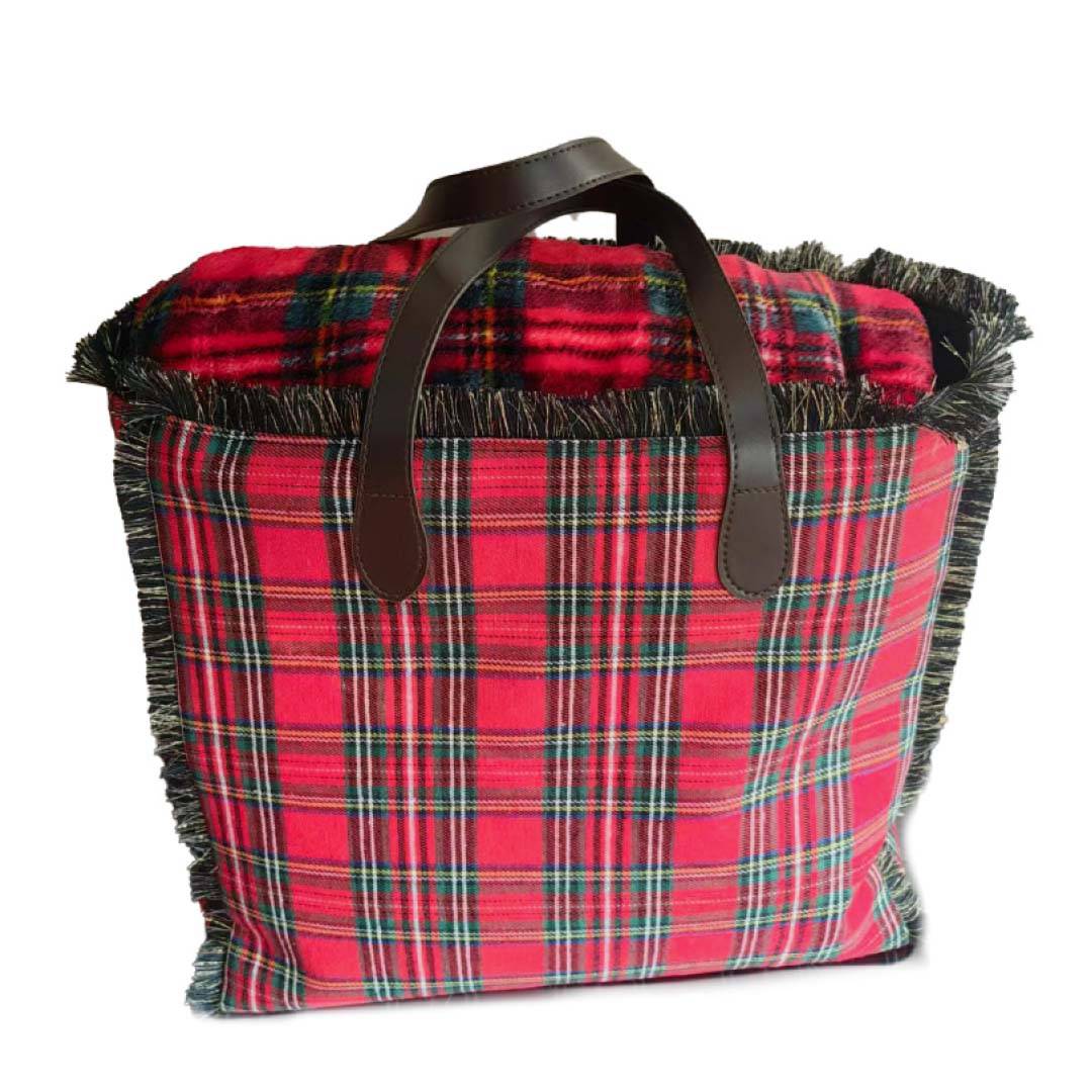Set Borsa + Plaid Tartan Rosso 
