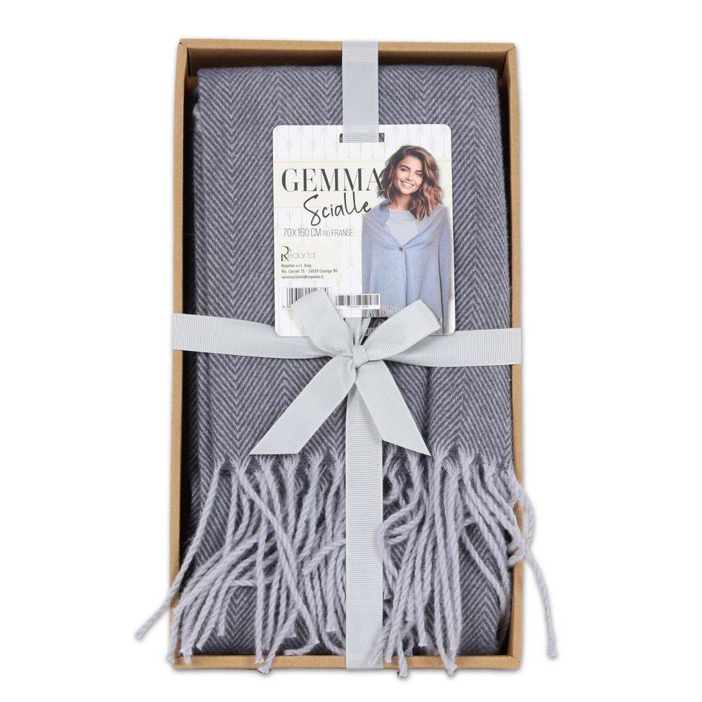 Poncho - Mantella con Frange Gemma Grigio