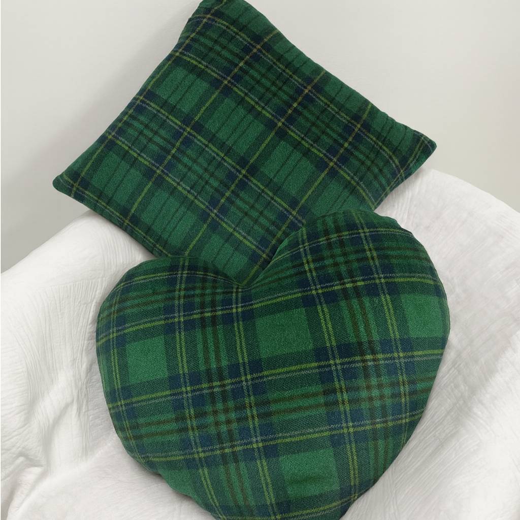 Cuscino Sagomato Tartan Quadrato Verde