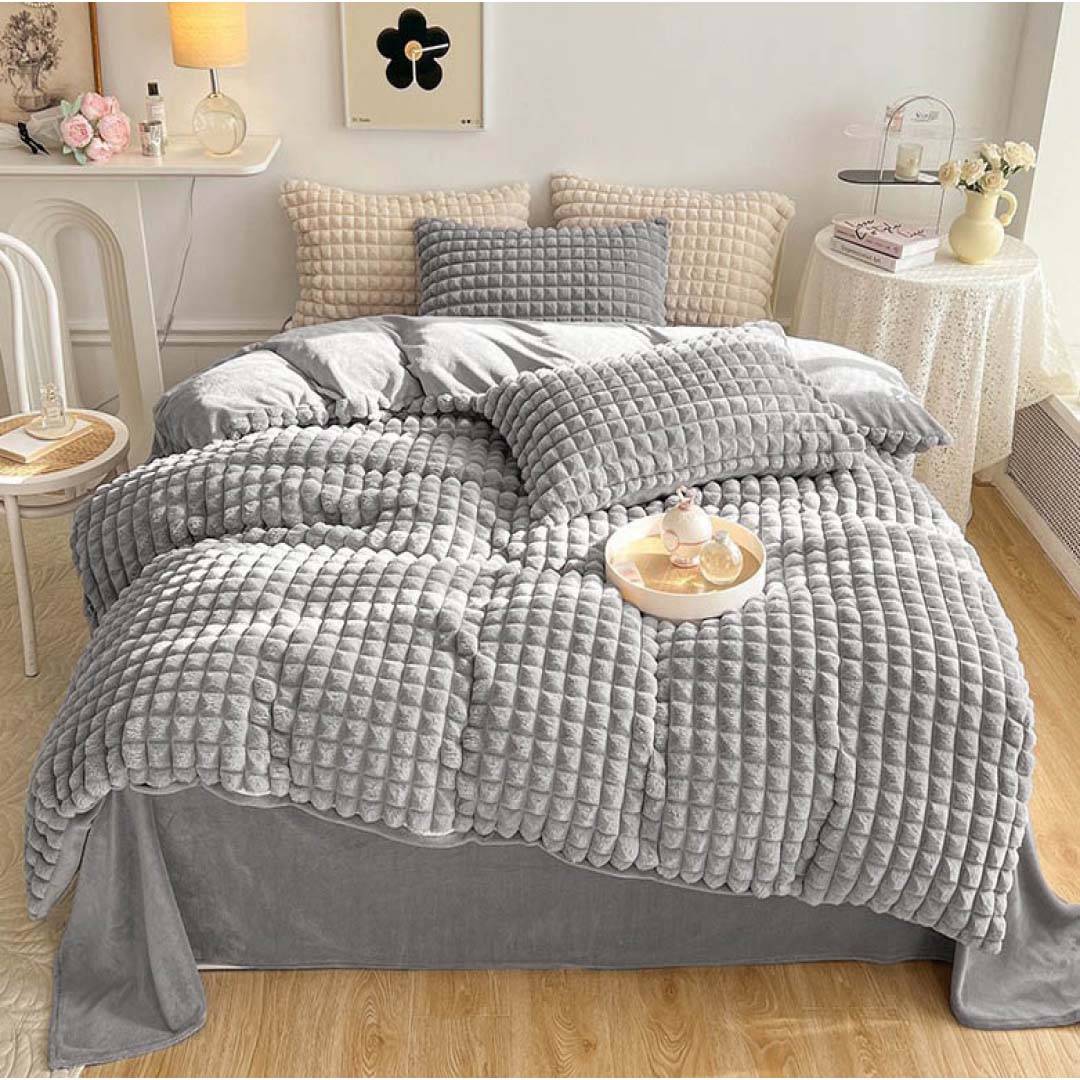 Pelliccia ecologica imbottita Quadrotta Grigio 260 x 260