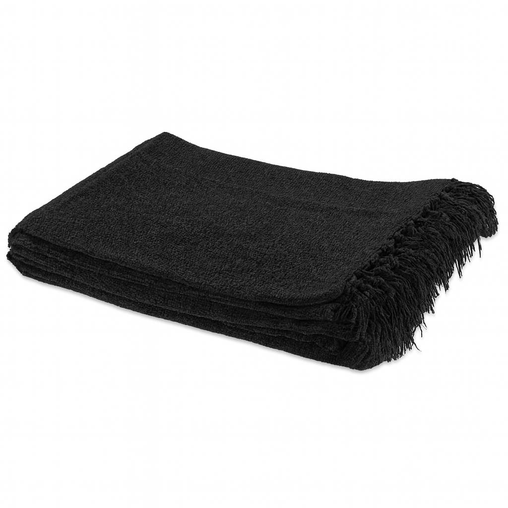 Plaid 4 stagioni in ciniglia Feira Nero 130 x 160 