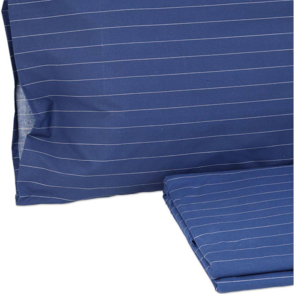 Parure copripiumino Percallino Listra Blu piazza e mezzo
