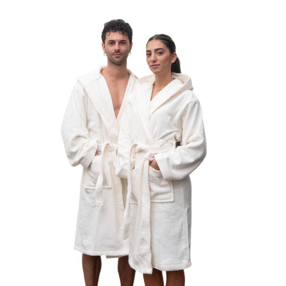 Accappatoio con cappuccio Pop Corn Panna