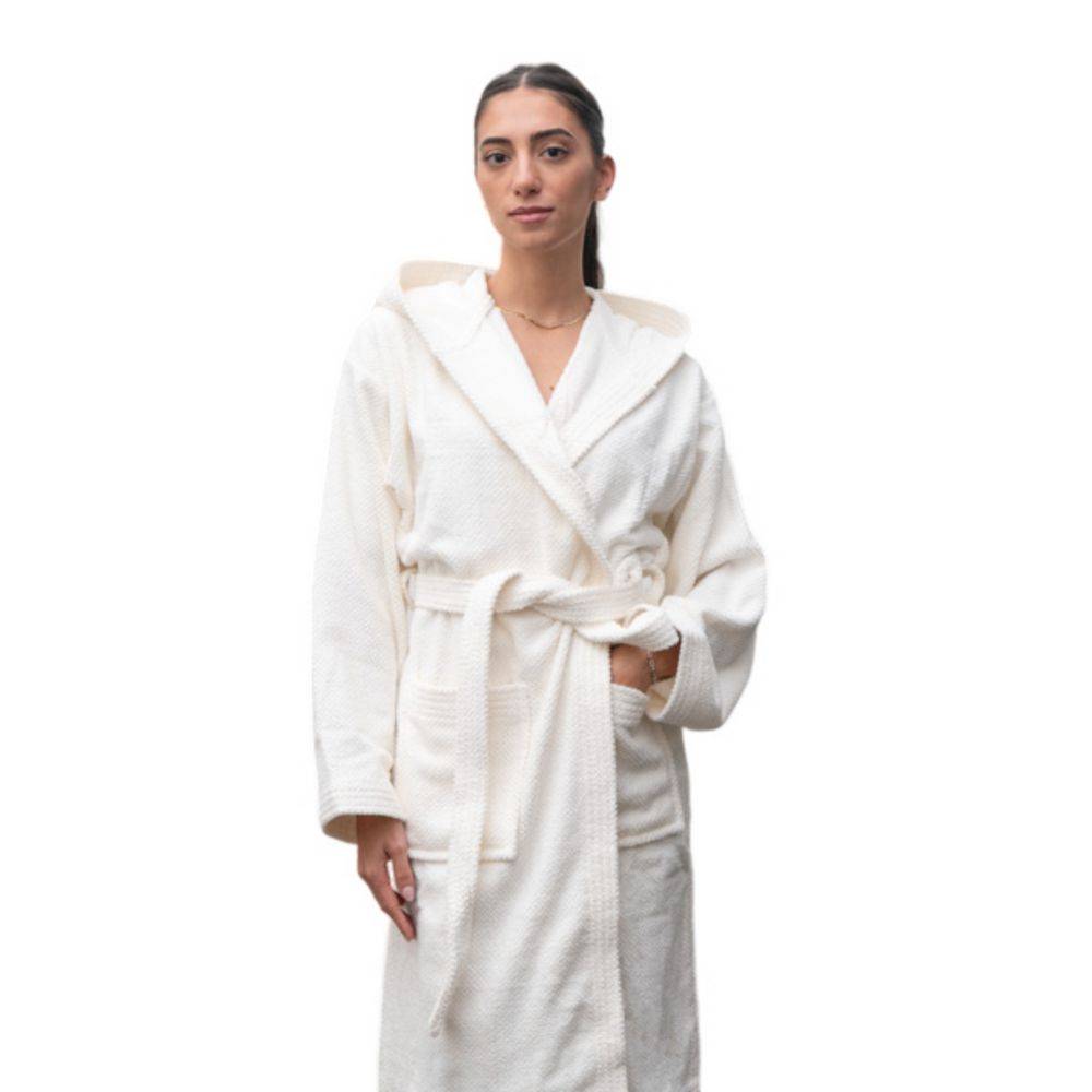 Accappatoio con cappuccio Pop Corn Panna