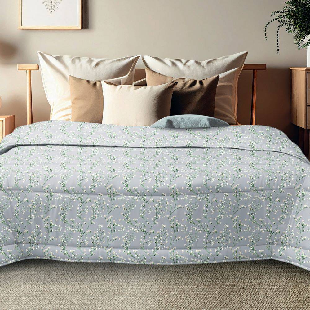 Trapunta Singola Ambra fiori delicati grigi 170 x 250