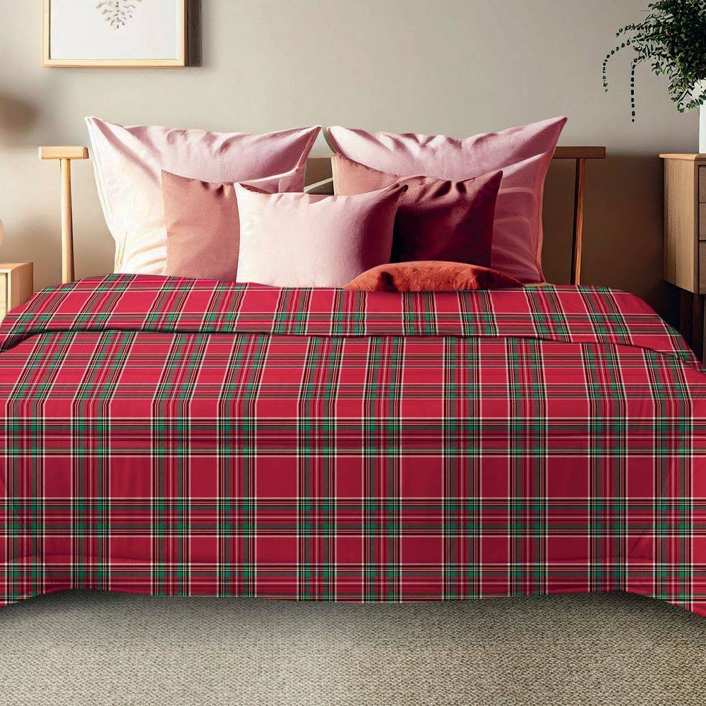 Trapunta Piazza e mezzo Ambra Tartan Rosso 220 x 250