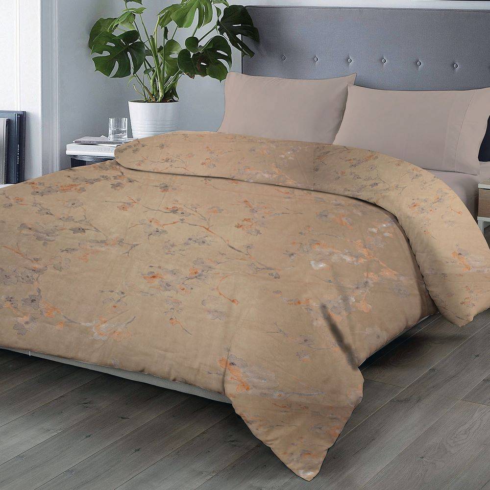 Trapunta matrimoniale Livia Velluto fiori di pesco beige 250 x 250