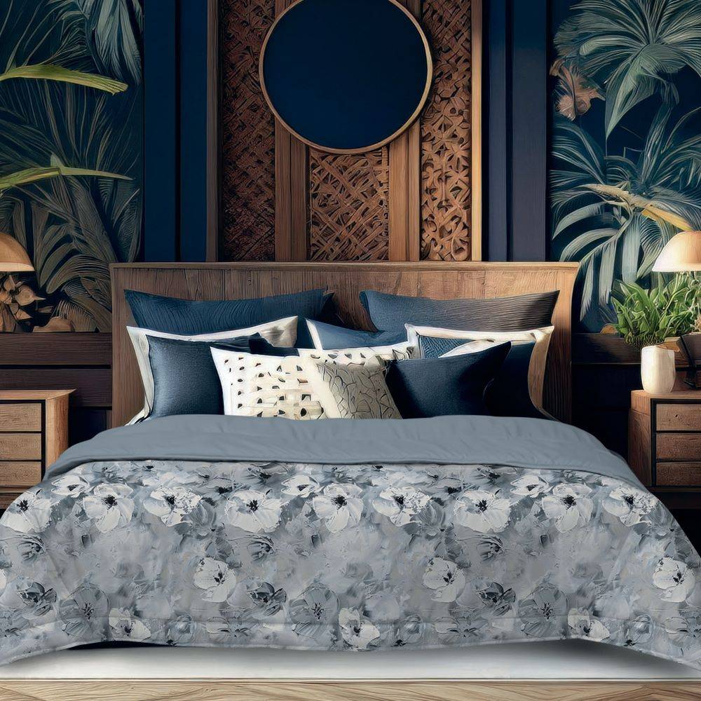 Trapunta matrimoniale Sveva Velluto Elsa azzurro 250 x 250