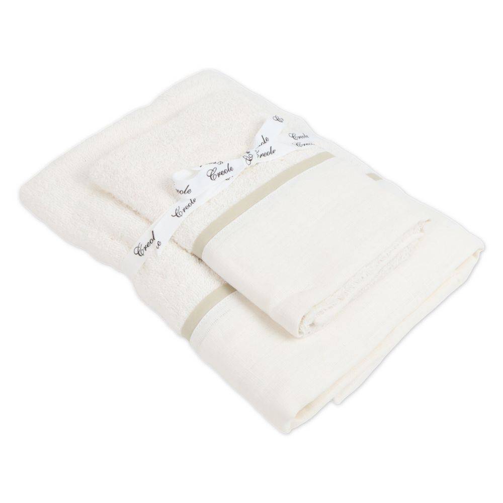 Coppia asciugamani CREOLE profilo Lino Panna-Beige