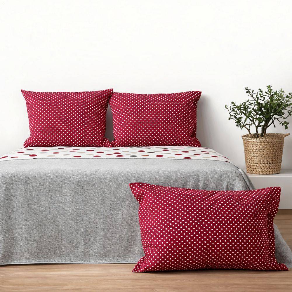 Completo Lenzuola Pois rosso singolo