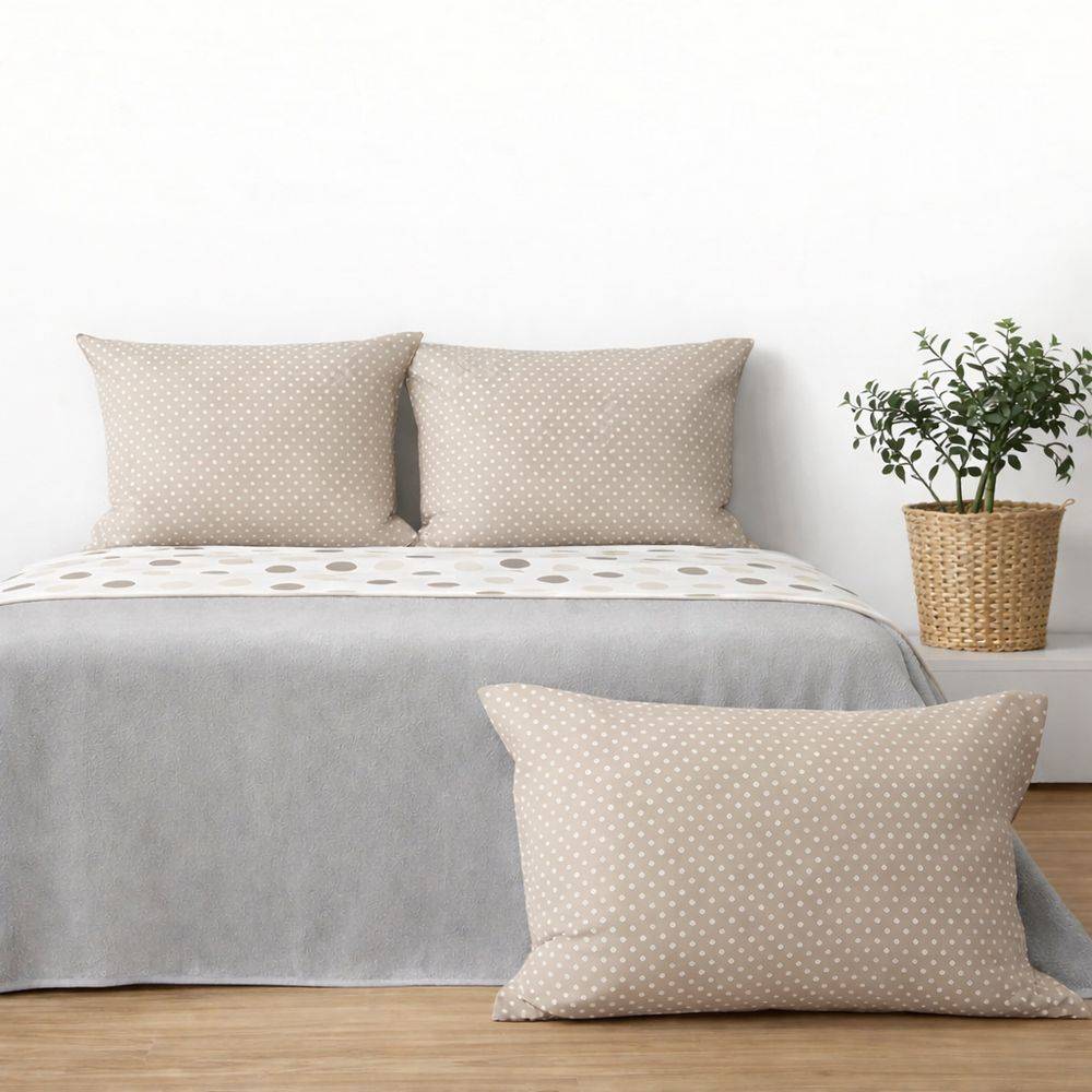 Completo Lenzuola Pois tortora singolo