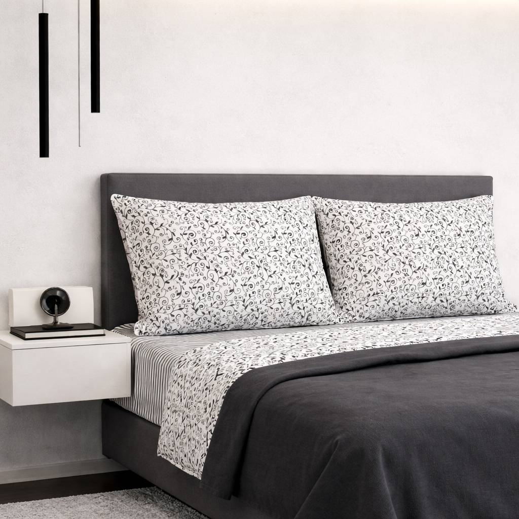 Completo Lenzuola Arabesco grigio singolo