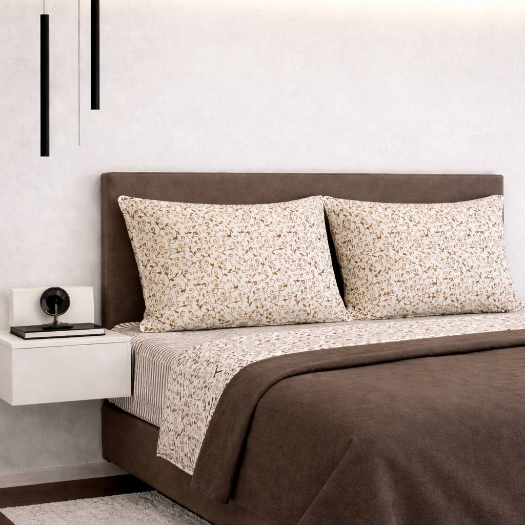 Completo Lenzuola Arabesco tortora piazza e mezzo