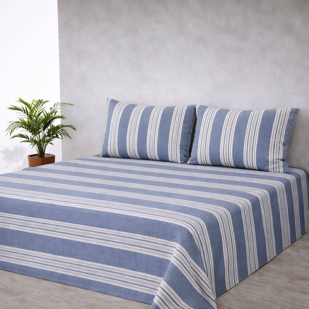 Completo Lenzuola Millerighe blu matrimoniale