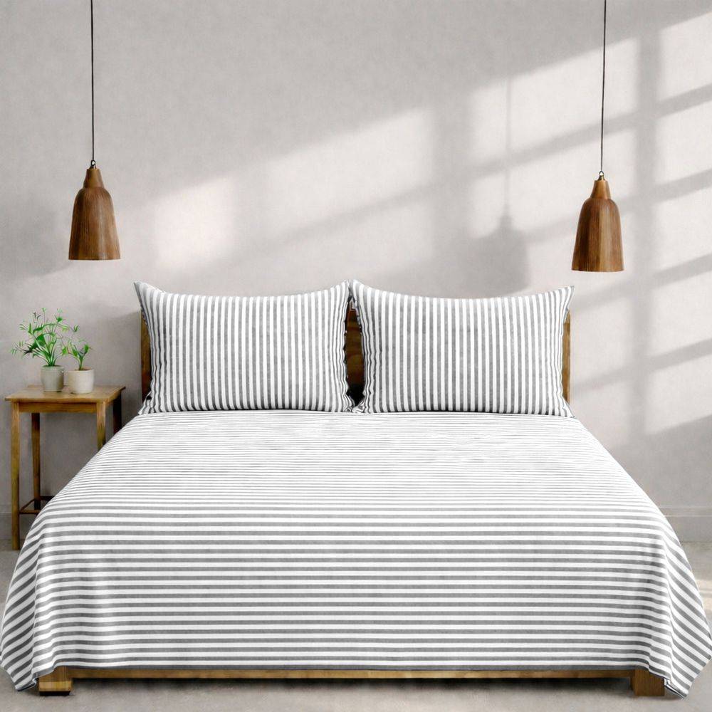 Completo Lenzuola Riga bastoncino grigio singolo