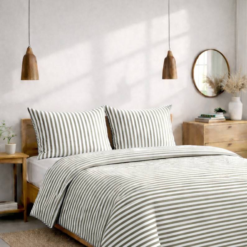 Parure copripiumino Riga bastoncino tortora singolo