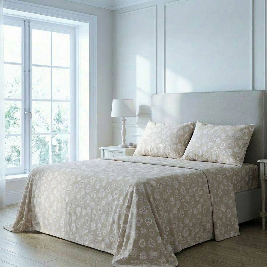 Completo Lenzuola Cuori bianchi matrimoniale