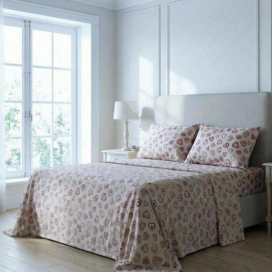 Completo Lenzuola Cuori rossi singolo