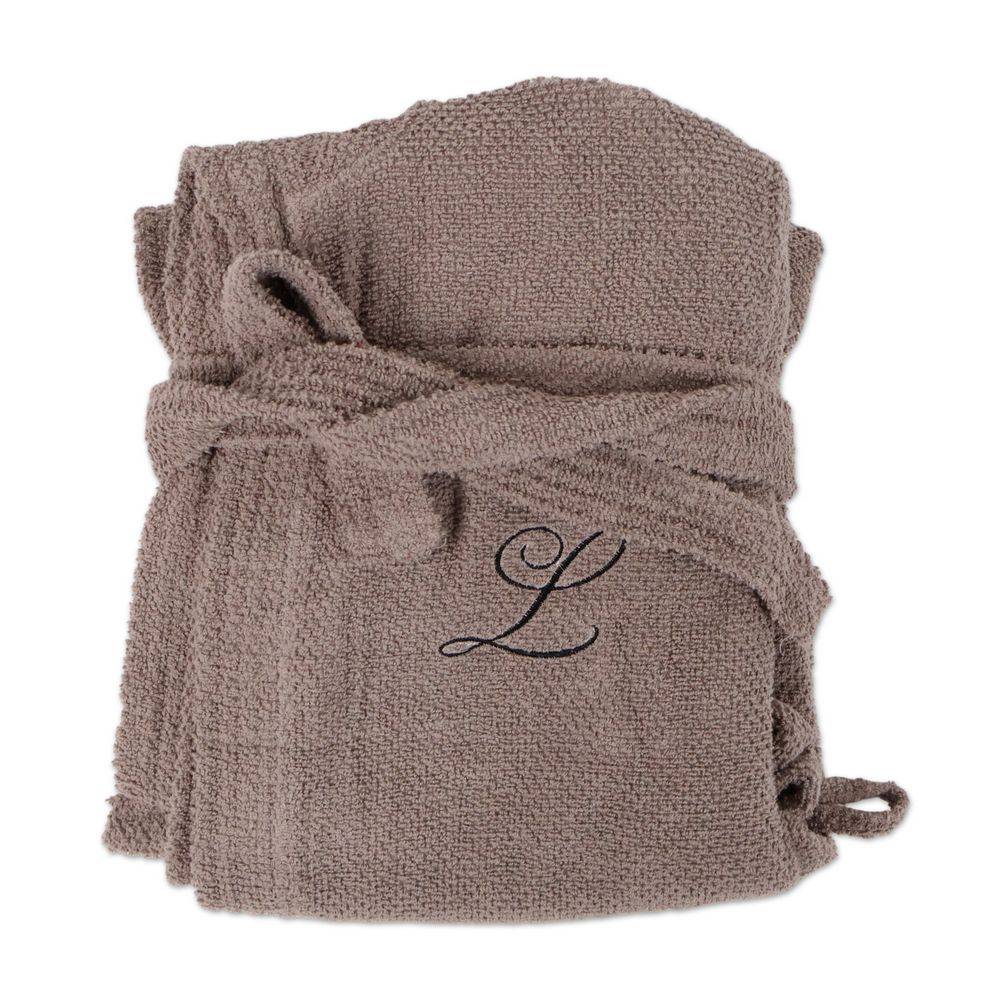 Accappatoio con cappuccio chicco di riso grigio fumo Personalizzato