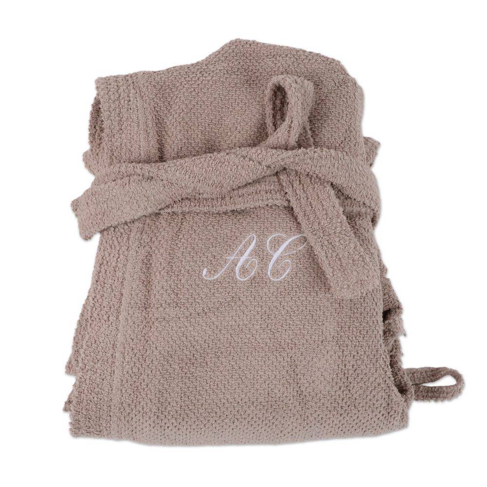 Accappatoio con cappuccio chicco di riso Tortora personalizzato