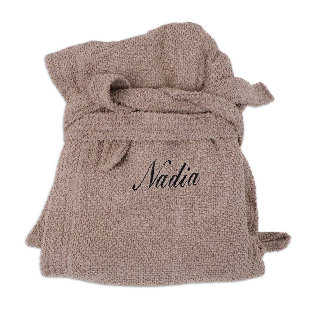 Accappatoio con cappuccio chicco di riso Tortora personalizzato