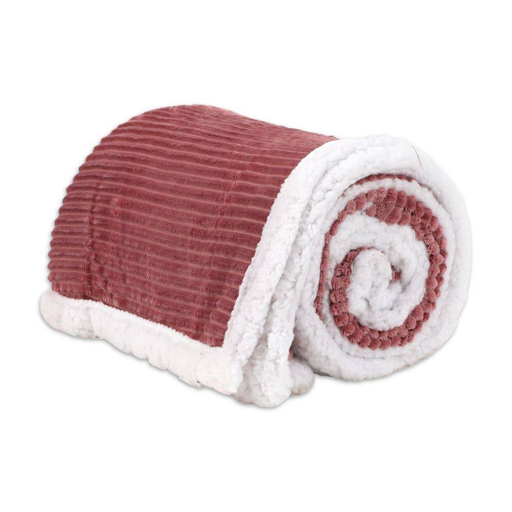 Plaid Sherpa Aspen Rigato Riga Rosa Antico