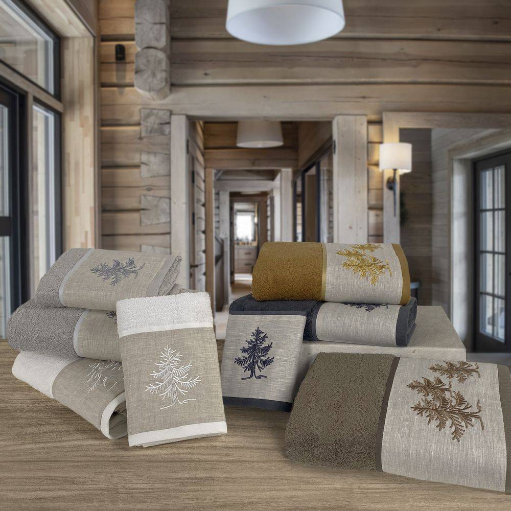 Coppia asciugamani CREOLE profilo Lino Valdes Tortora