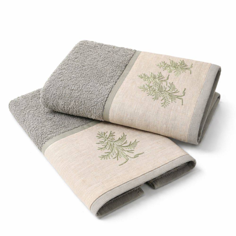 Coppia asciugamani CREOLE profilo Lino Valdes Verde