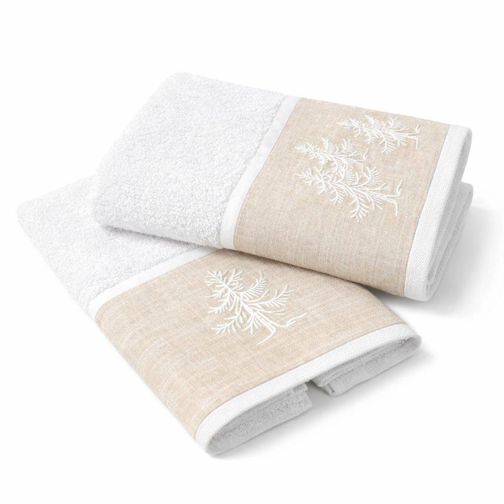 Coppia asciugamani CREOLE profilo Lino Valdes Bianco