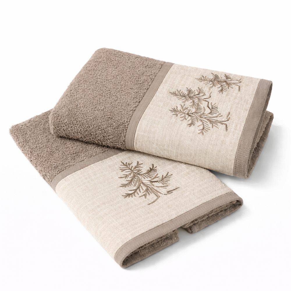 Coppia asciugamani CREOLE profilo Lino Valdes Tortora