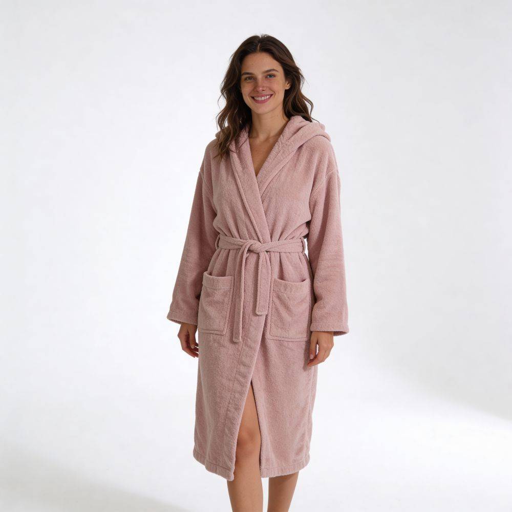 Accappatoio in Cotone con cappuccio Zero Rosa