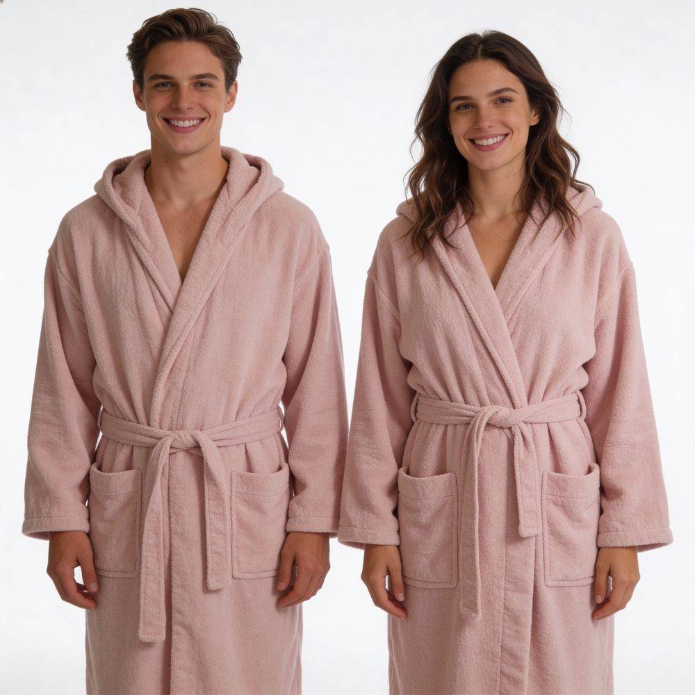 Accappatoio in Spugna con cappuccio Zero Rosa
