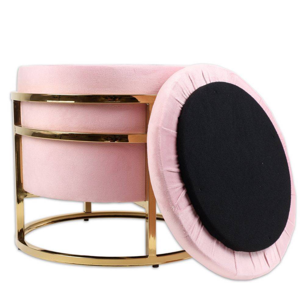 Pouf contenitore in Velluto Spongy Rosa