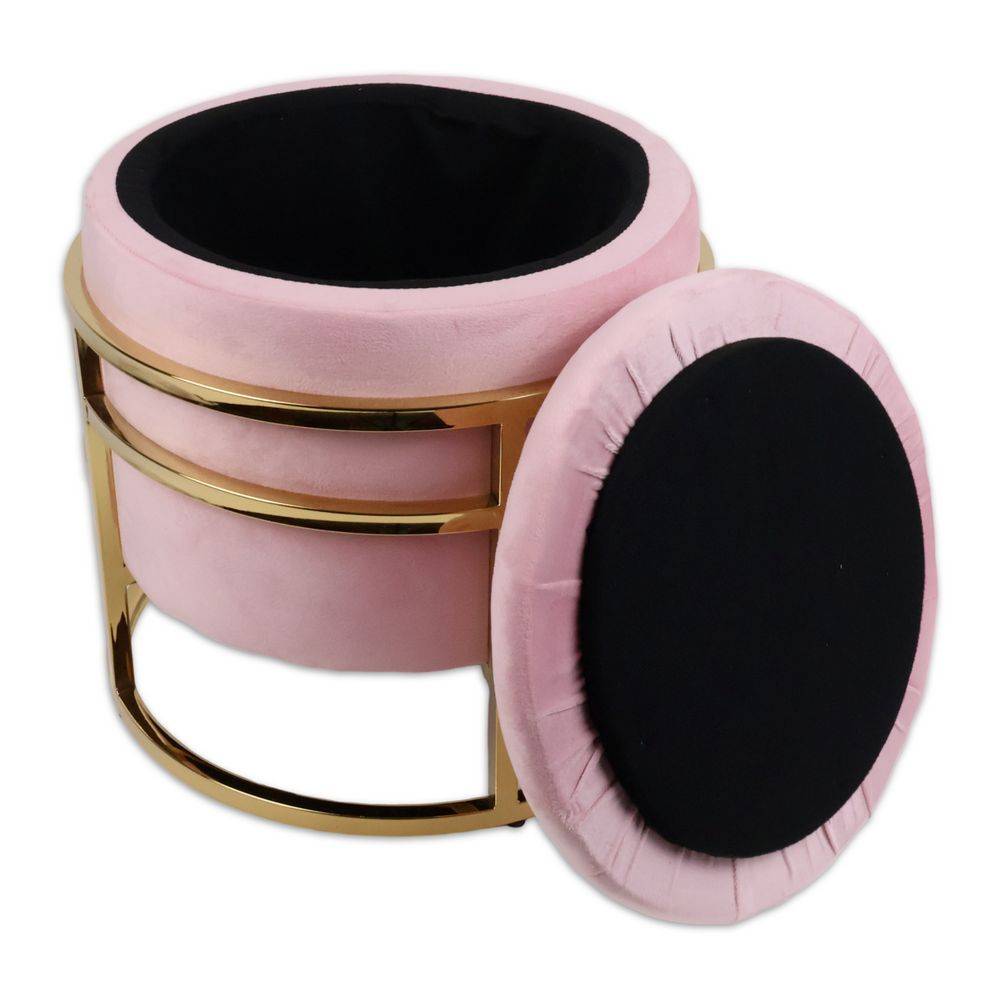 Pouf contenitore in Velluto Spongy Rosa