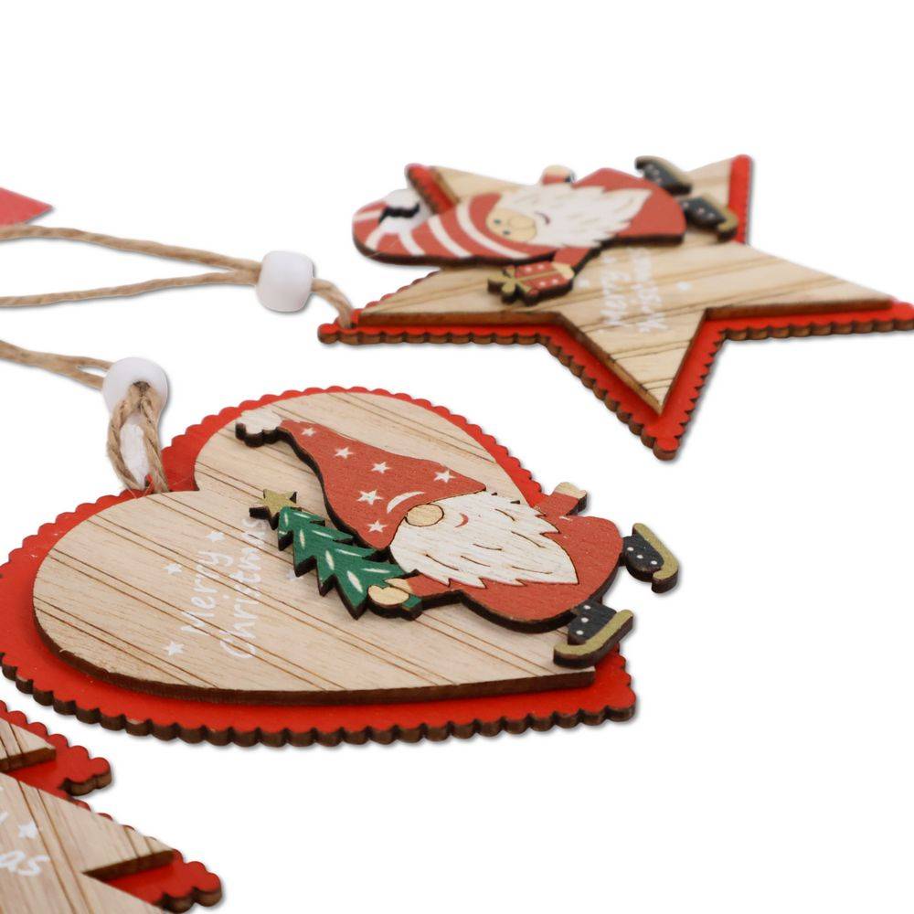 Set 3 Pendenti in Legno Babbo Natale 