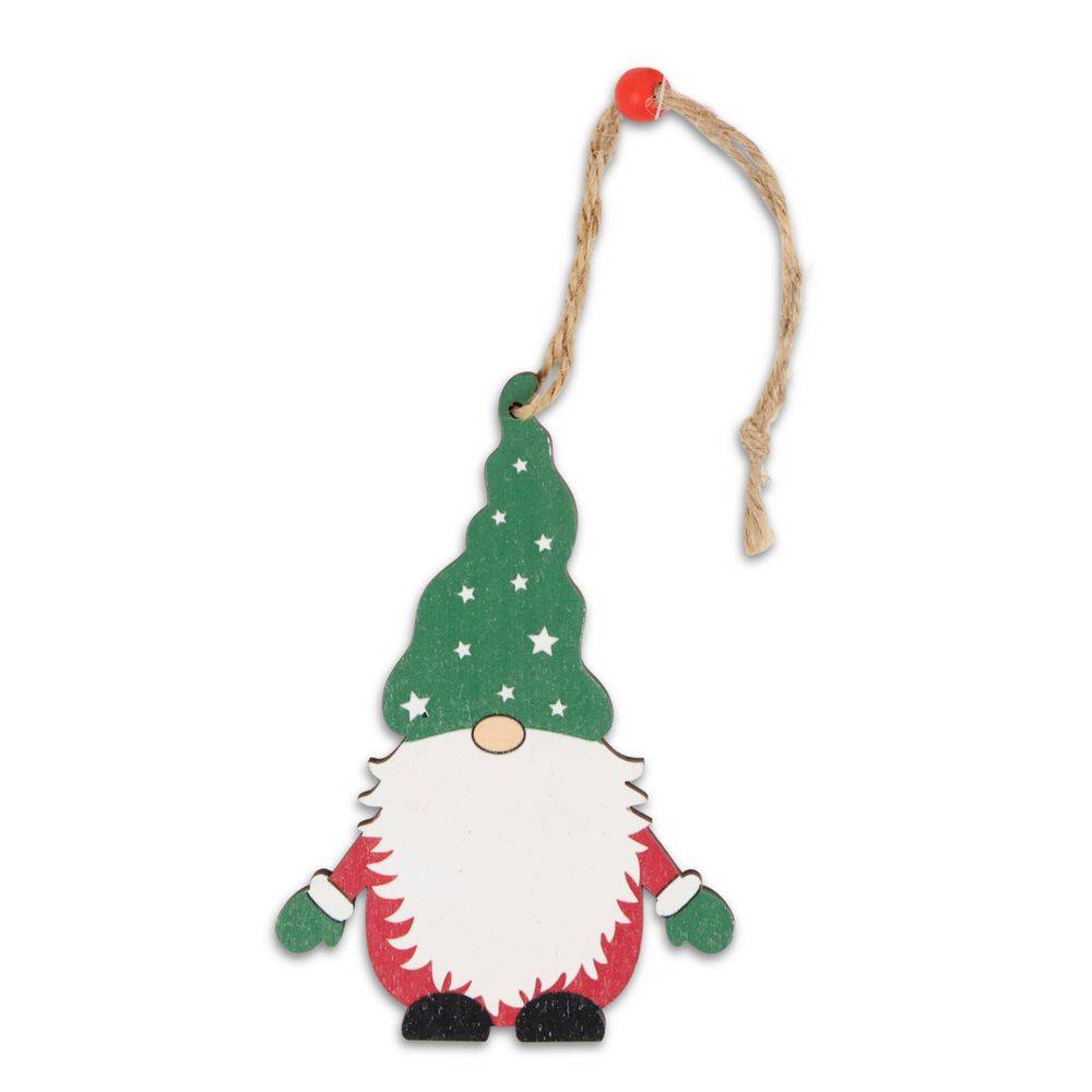 Pendente in Legno Gnometto Stelline Verde