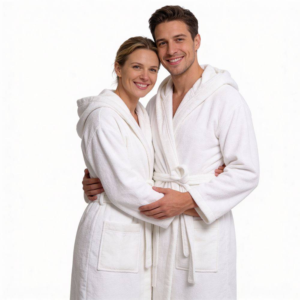 Accappatoio in Cotone con cappuccio Zero Bianco